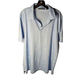 Travis Matthew Polo Mens XL Blue Parrot Tree Short Sleeve‎ Performance Golf